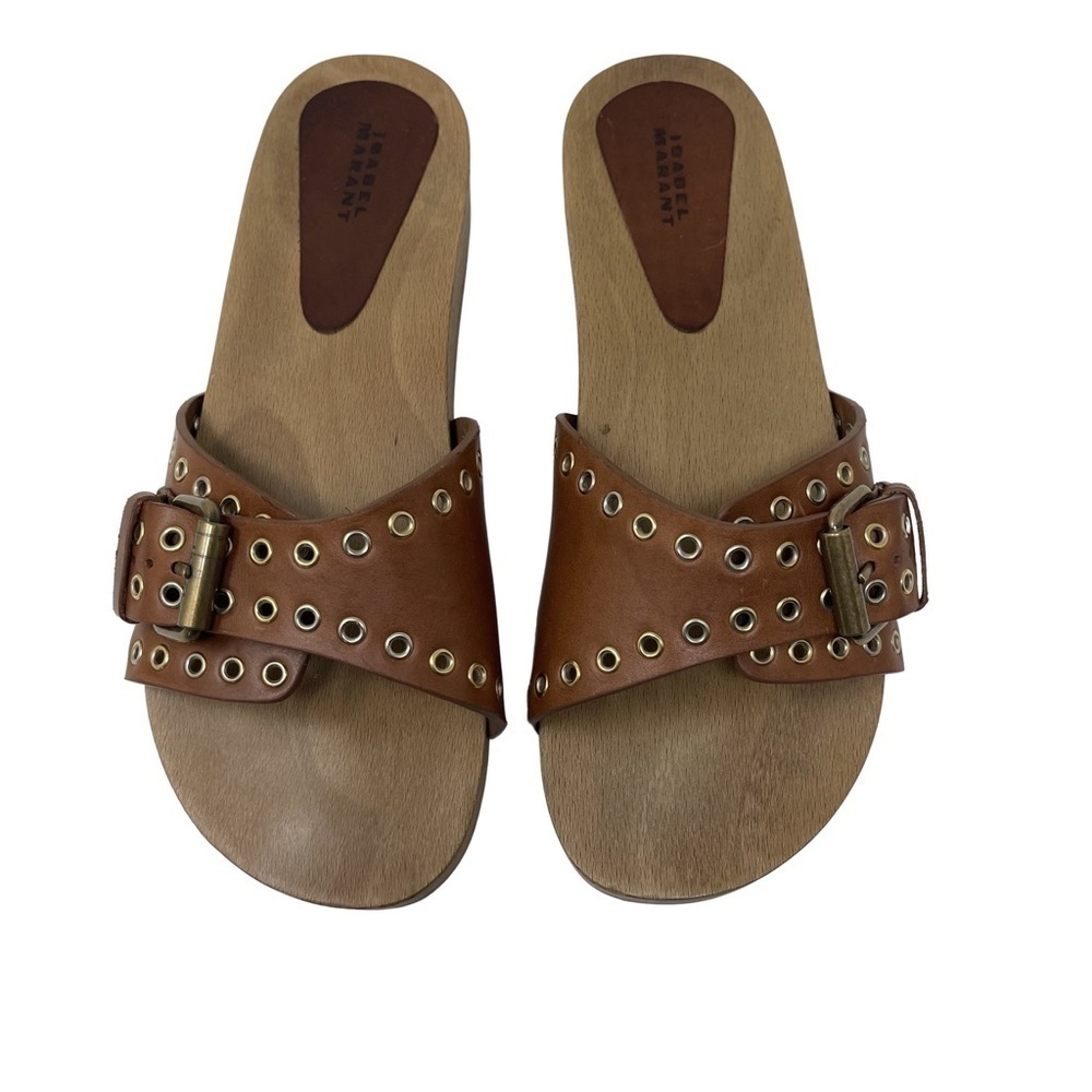 ISABEL MARANT Jaso embellished leather wooden slides sz 36 US 5 - Picture 2 of 12
